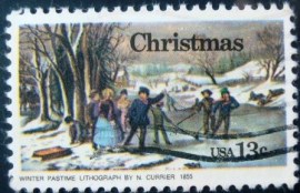 Selo postal comemorativo dos Estados Unidos de 1976 - Winter Pasttime