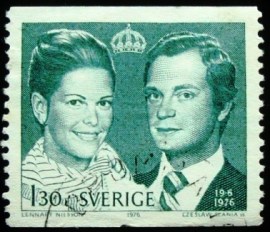 Selo postal da Suécia de 1976 Royal Wedding 1,30