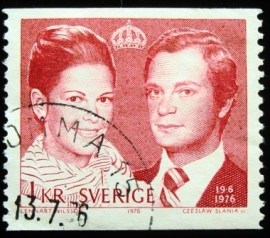 Selo postal da Suécia de 1976 Royal Wedding 1