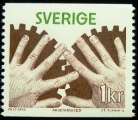 Selo postal da Suécia de 1976 Girl's Head 1