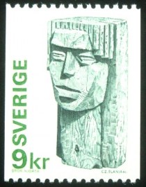 Selo postal da Suécia de 1976  Girl's Head