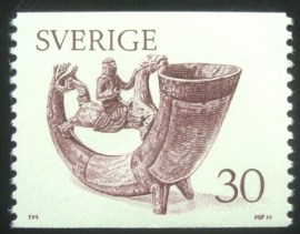 Selo postal da Suécia de 1976 Drinking Horn