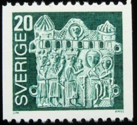 Selo postal da Suécia de 1976 Pilgrim Badge