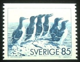Selo postal da Suécia de 1976 Common Murre, Razorbill