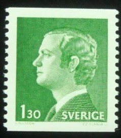 Selo postal da Suécia de 1976 King Carl XVI Gustaf 1,30