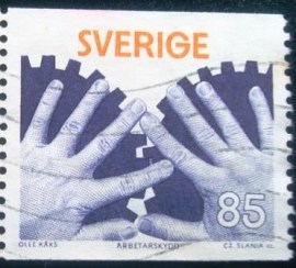 Selo postal da Suécia de 1976 Girl's Head 85