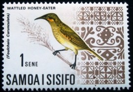 Selo postal de Samoa de 1967 Wattled Honeyeater