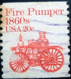 Selo postal dos Estados Unidos de 1981 Fire Pumper 1860s