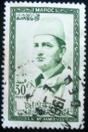 Selo postal do Marrocos de 1956 King Mohammed V 30