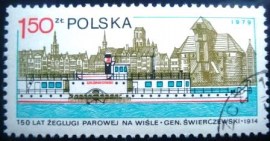Selo postal da Polônia de 1979 Steamer Gen.Swierczewski and Gdansk