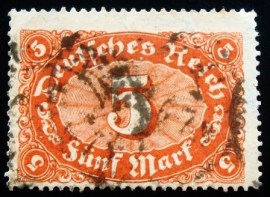 Selo postal da Alemanha Reich de 1921 Mark Numeral 5