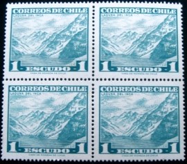 Quadra de selos postais do Chile de 1968 Lake Inca