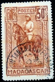 Selo postal de Madagascar de 1931 General Galliéni