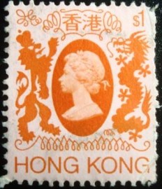 Selo postal de Hong Kong de 1985 Queen Elizabeth II $1