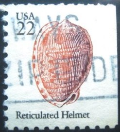 Selo postal dos Estados Unidos de 1985 Reticulated Cowrie-Helmet Dr
