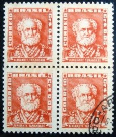 Quadra de selos postais do Brasil de 1954 Almirante Tamandaré
