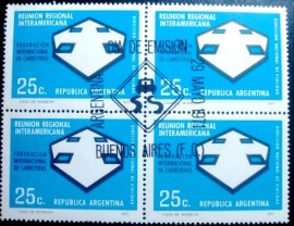 Quadra de selos postais da Argentina de 1971 Road Construction Association