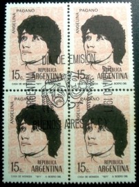 Quadra de selos postais da Argentina de 1971 Angelina Pagano