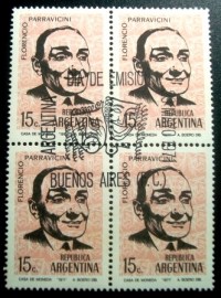 Quadra de selos postais da Argentina de 1971 Florencio Parravicini