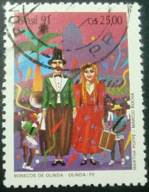 Selo postal de 1991 Bonecos de Olinda - C 1722 U