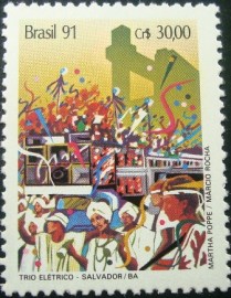 Selo postal do Brasil de 1991 Trio Elétrico