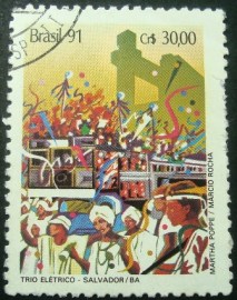 Selo postal do Brasil de 1991 Trio Elétrico - C 1723 U