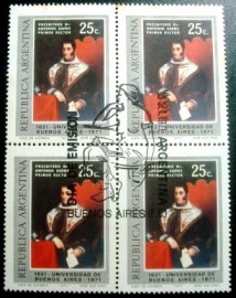 Quadra de selos postais da Argentina de 1971 Antonio Saenz