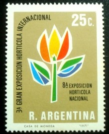 Selo postal da Argentina de 1971 Flower Show