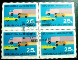 Quadra de selos postais da Argentina de 1971 Automotive Industry
