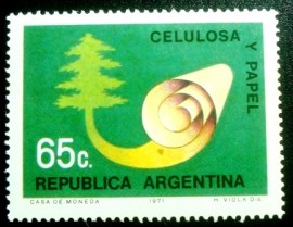 Selo postal da Argentina de 1971 Cellulose and Paper