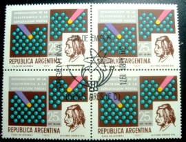 Quadra de selos postais da Argentina de 1971 A. Einstein