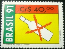 Selo postal de 1991 Combate as Drogas Álcool