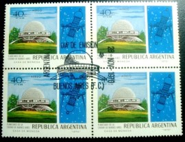 Quadra de selos postais da Argentina de 1970 Planetary of BUenos Aires