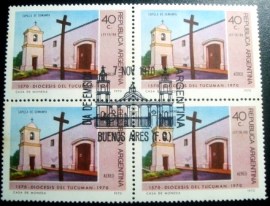 Quadra de selos postais da Argentina de 1970 Capilla de Sumampa