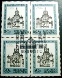 Quadra de selos postais da Argentina de 1970 Cathedral Córdoba