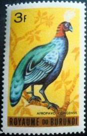 Selo postal do Burundi de 1965 Congo Peacock