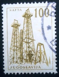 Selo postal da Yuguslávia de 1961 Oil-well Derricks