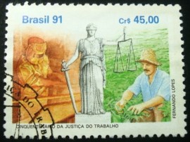 Selo postal de 1991 Justiça do Trabalho - C 1744 NCC