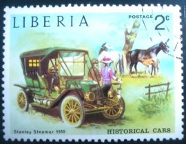 Selo postal da Liberia de 1973 Stanley Steamer 1910
