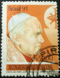 Selo postal do Brasil de 1991 João Paulo II
