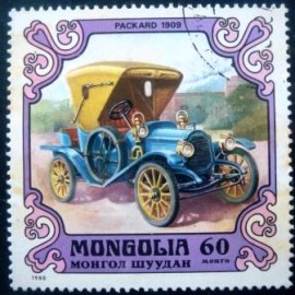 Selo postal da Mongólia de 1980 Packard 1909