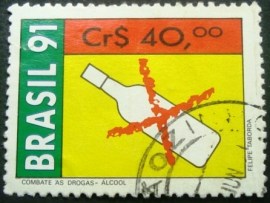 Selo postal de 1991 Combate as Drogas Álcool - C 1731  U