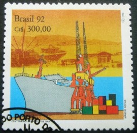 Selo postal do Brasil de 1992 Porto de Santos