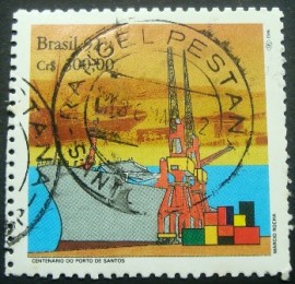 Selo postal do Brasil de 1992 Porto de Santos