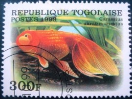 Selo postal comemorativo Togo 1999 Pearlscale Veiltail Goldfish (Carassius auratus)
