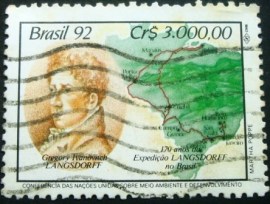 Selo postal do Brasil de 1992 Gregory Langsdorff