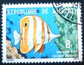 Selo postal de Djiubouti de 1978 Copperband Butterflyfish