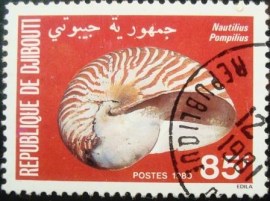 Selo postal de Djiubouti de 1980 Chambered Nautilus