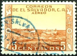 Selo postal de El Salvador de 1954 Fishing Boats