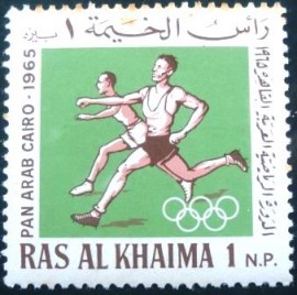 Selo postal da RAS Al Khaima de 1966 Running